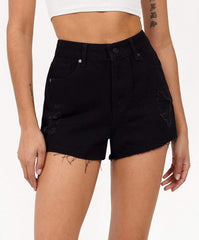 Aria Women's Distressed Denim Shorts - Black