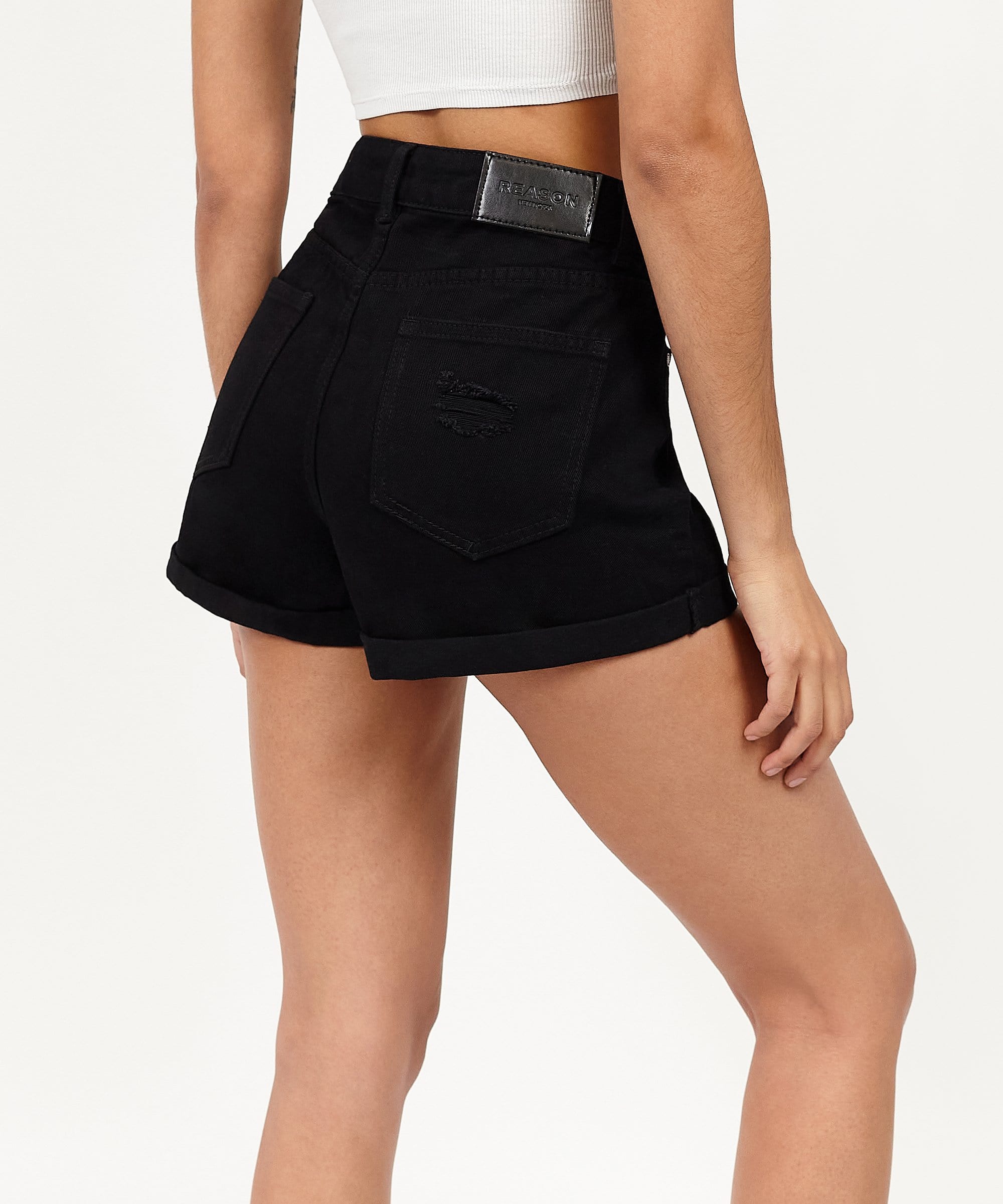 After Hours Women's Distressed Denim Shorts - Black
