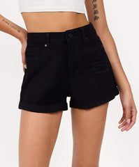 After Hours Women's Distressed Denim Shorts - Black