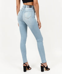 Abigail Women's Distressed High-Waist Super Skinny Jeans - Blue