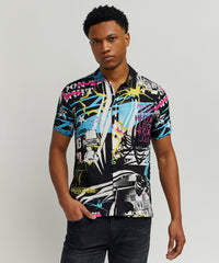 Don't Quit Button Down Short Sleeve Shirt - Black