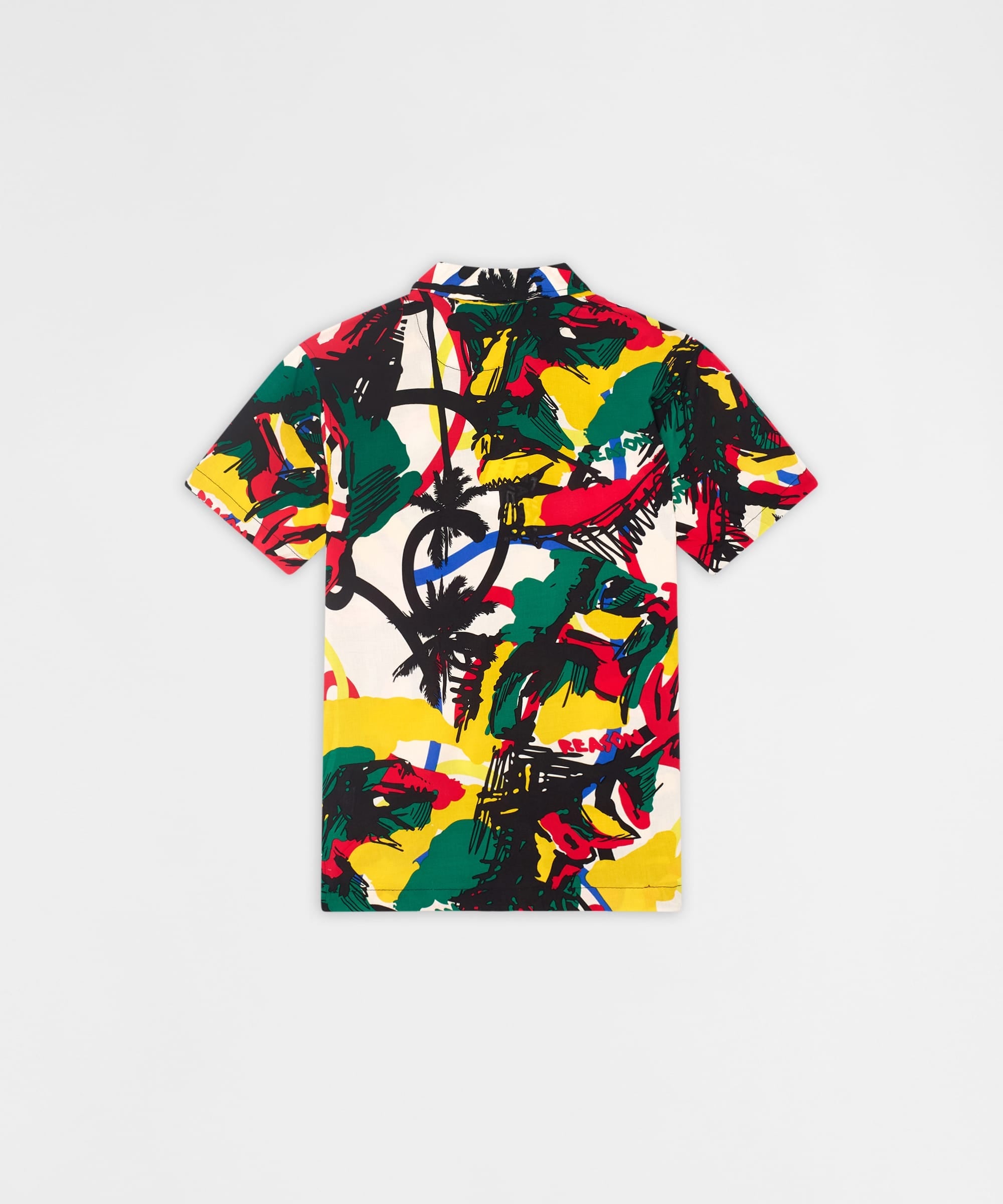 Abstract Viscose Button-Down Short Sleeve Shirt - Multicolor