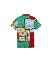 Baroque Patchwork Viscose Button-Down Short Sleeve Shirt - Multicolor