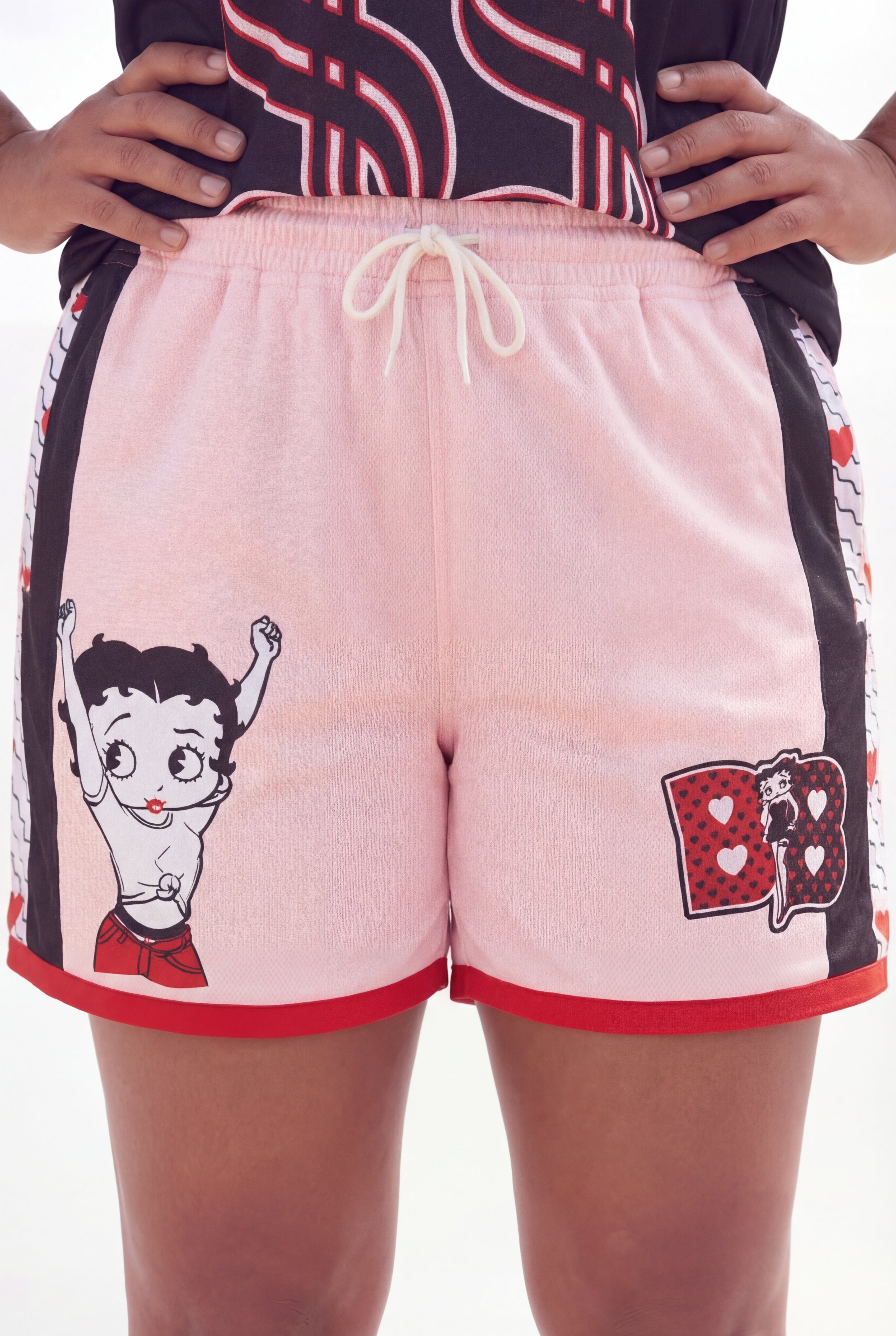 Betty Boop Sweetheart Women's Plus Size Basketball Mesh Shorts - Pink