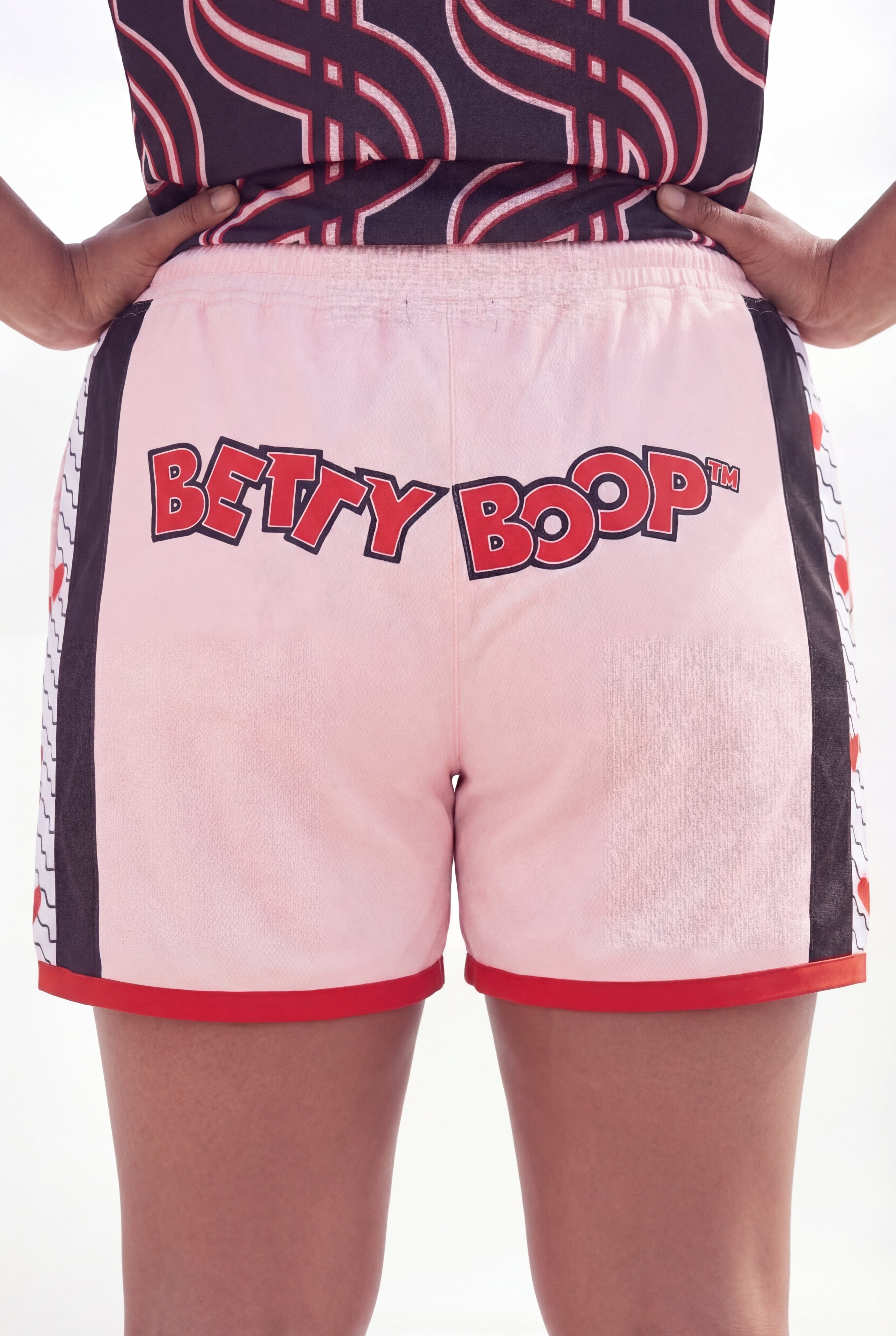 Betty Boop Sweetheart Women's Plus Size Basketball Mesh Shorts - Pink