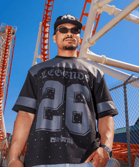 Football Rhinestones Short Sleeve Tee - Black